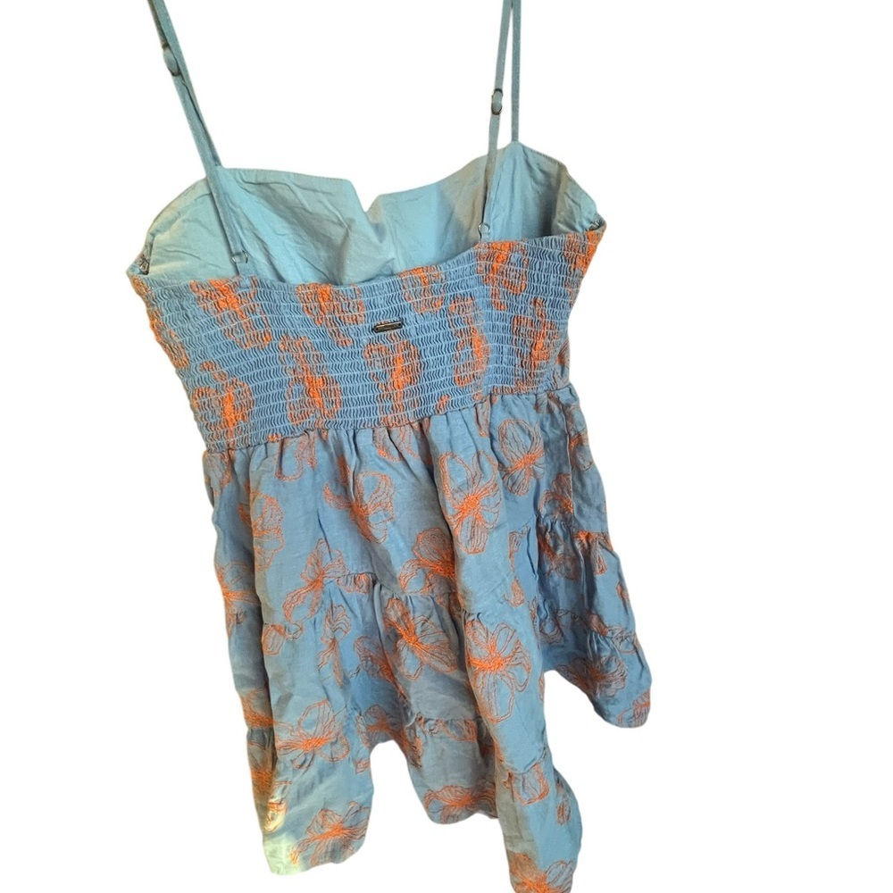 Maaji Poppy Floral Emily Mini Dress Blue Orange Linen Boho Coastal Large L - Picture 4 of 11